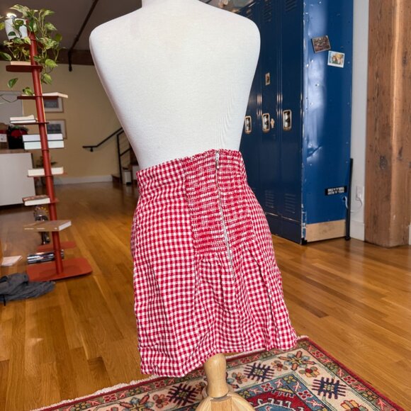 Reformation white red gingham stretchy mini skirt - Picture 3 of 3